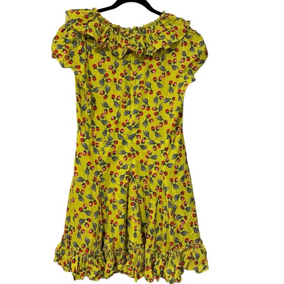 Muzungu Sisters 100% Cotton Yellow Berry Snail Acid Julia Mini Dress Size Large - Picture 4 of 5